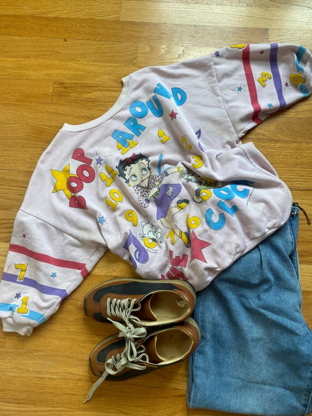 Betty Boop Pastel Pink Kids Graphic Sweatshirt with Colorful Print
